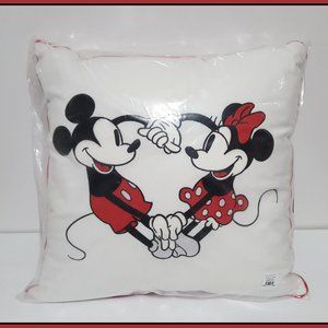NEW RARE Pottery Barn Kids Mickey + Minnie Mouse Valentines Pillow 16" Square